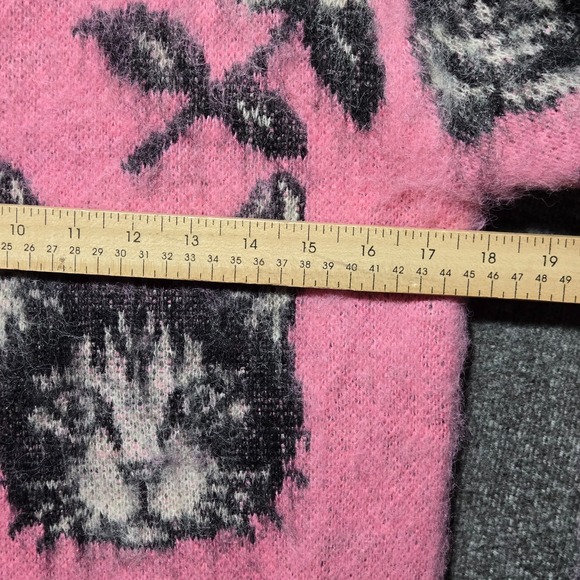 Oxknit Women's Fuzzy Pink Cat Rose Long Sleeve Sweater Size M New With Tags - Picture 5 of 8